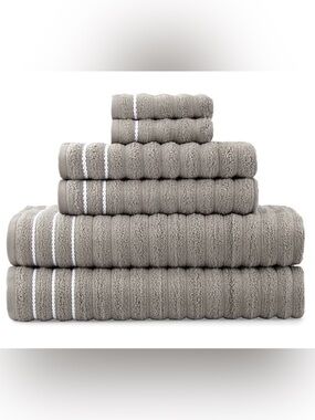 Home Expressions 6-pc. Ribbed Solid Bath Towel Set-Gray